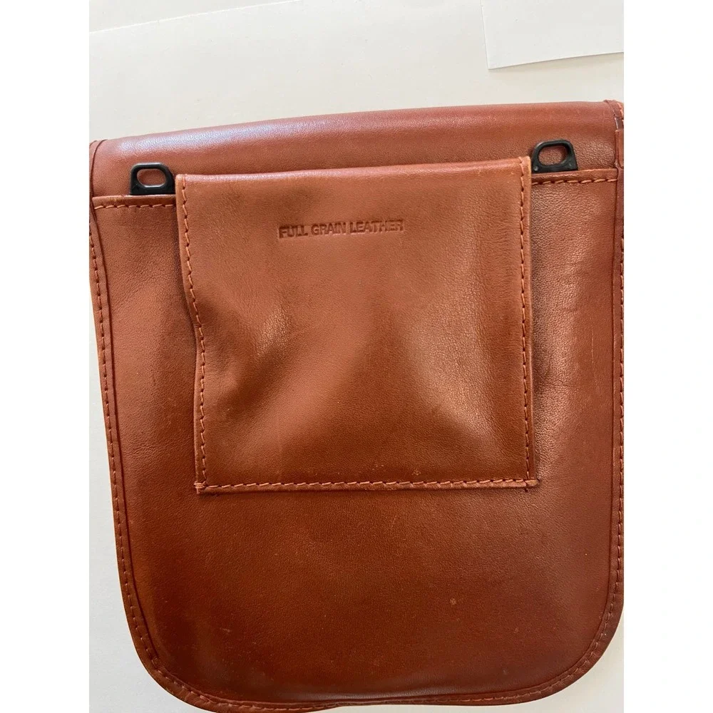 L.L. Bean Full Grain Leather Bi Fold Wallet Organizer Brown Zip Pouch Travel‎